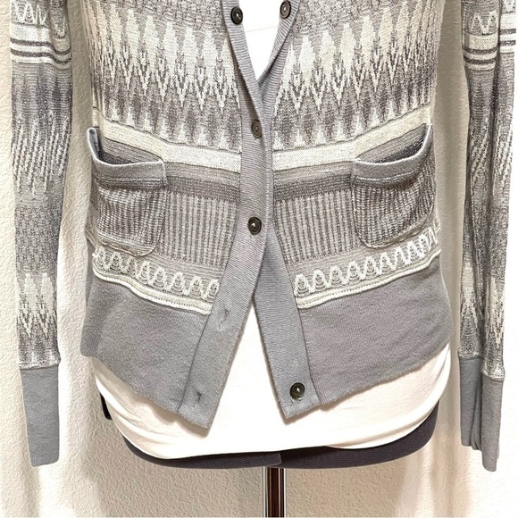 Anthropologie Postmark Woman WOOL Grey Button Down Cardigan Sweater Size S - Picture 3 of 13